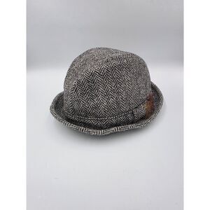 Vintage Harris Tweed Fedora Hat Gray St. Michael Size 7 3/8 Scottish Wool